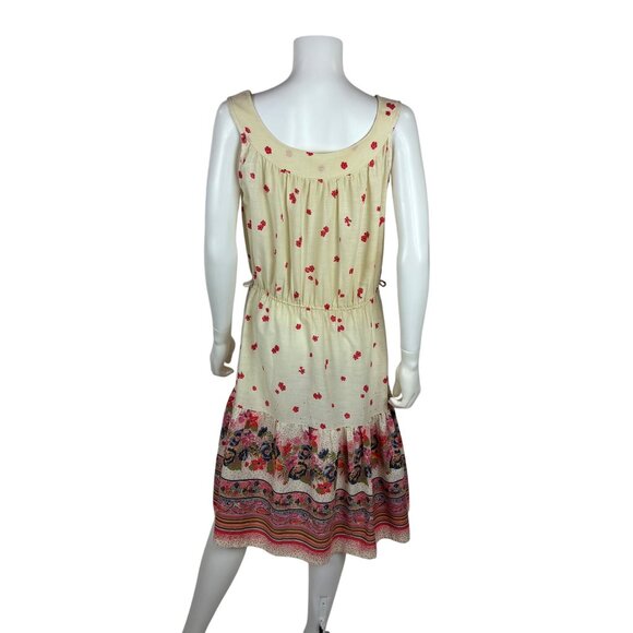 Vintage 70s Prairie Sundress Womens Large Peacock Bird Border Print Fit N Flare - Picture 10 of 12